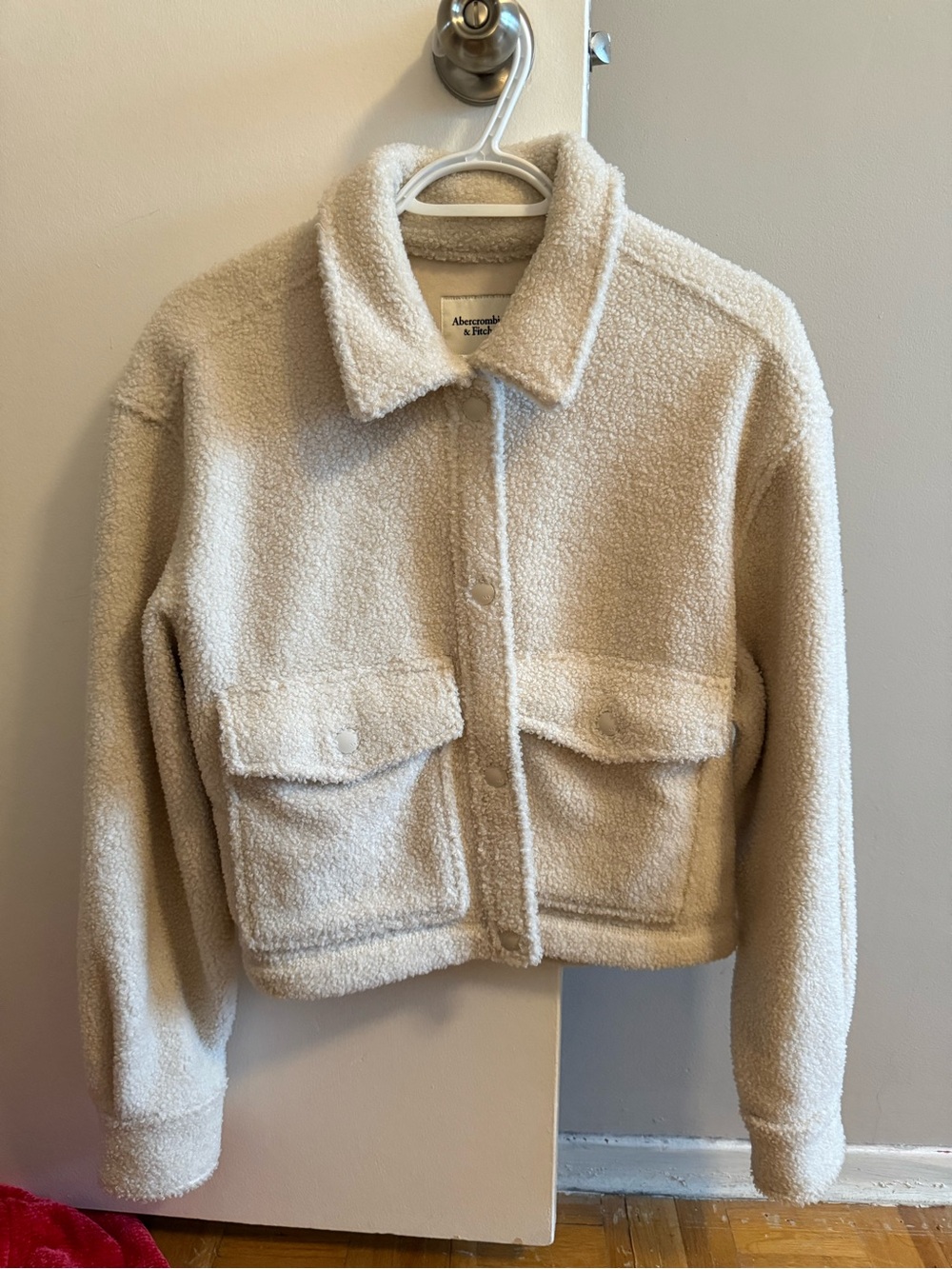 Abercrombie & Fitch Cream Sherpa Fleece Coat